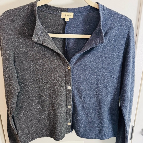 DONNI navy & grey colorblock two tone cardigan - Picture 2 of 6